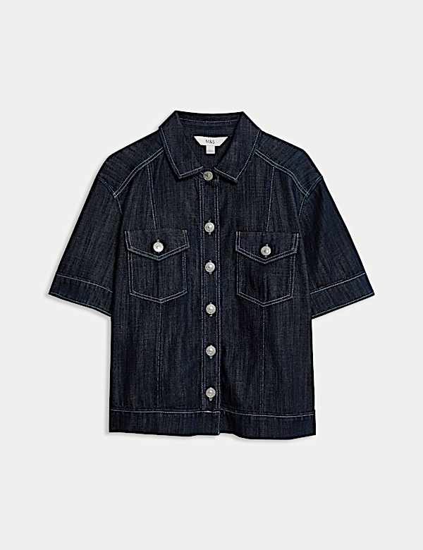 Džínová funkční košile s krátkým rukávem - CZ