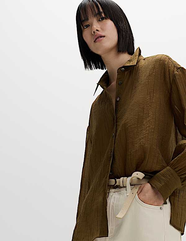 Lyocell Rich Textured Collared Shirt - DK