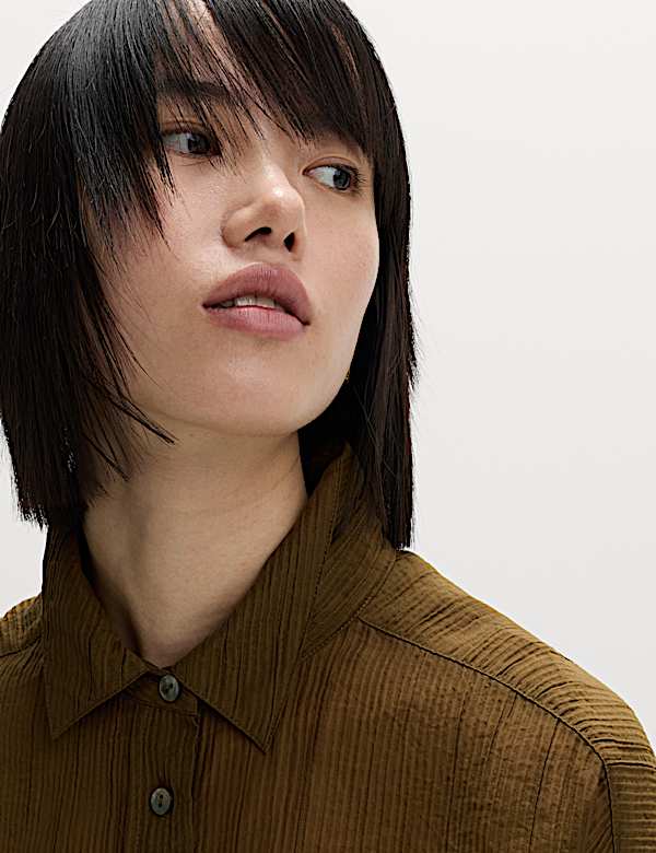 Lyocell Rich Textured Collared Shirt - DK