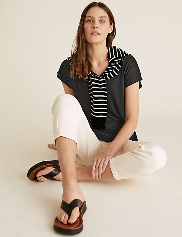 V-Neck Relaxed Longline T-Shirt