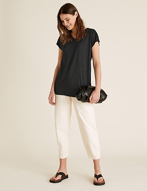 V-Neck Relaxed Longline T-Shirt