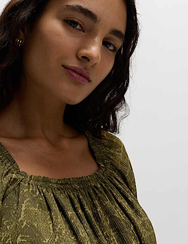 Printed Square Neck Blouse - JO