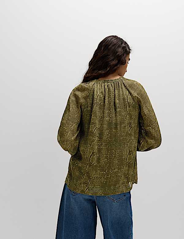 Printed Square Neck Blouse - JO