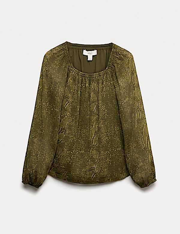 Blusa estampada de escote cuadrado - US