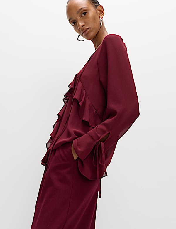 Tie Neck Ruffle Blouse - BG