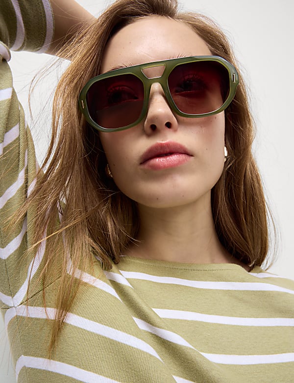 Pure Cotton Striped Slash Neck Slim Fit Top - UA