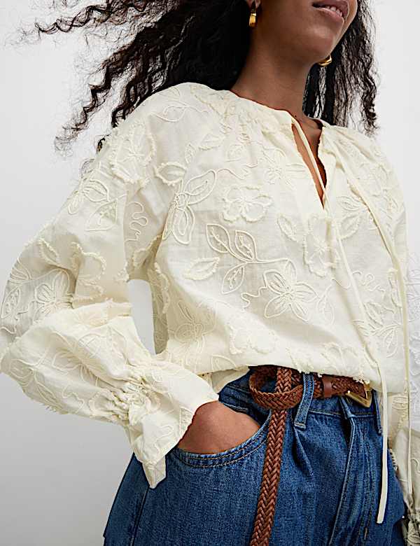 Pure Cotton Applique Blouse