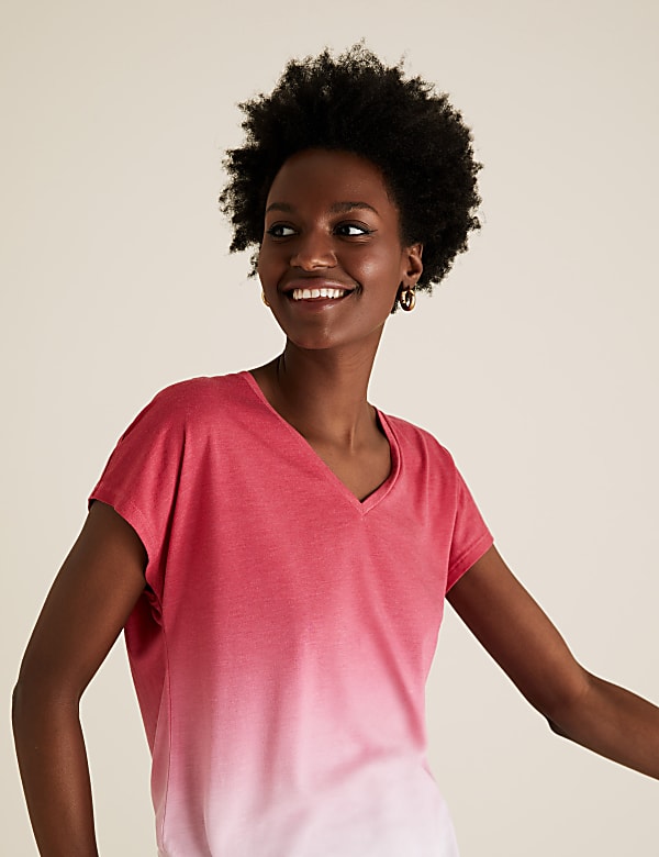 Tie-Dye V-Neck Longline T-Shirt