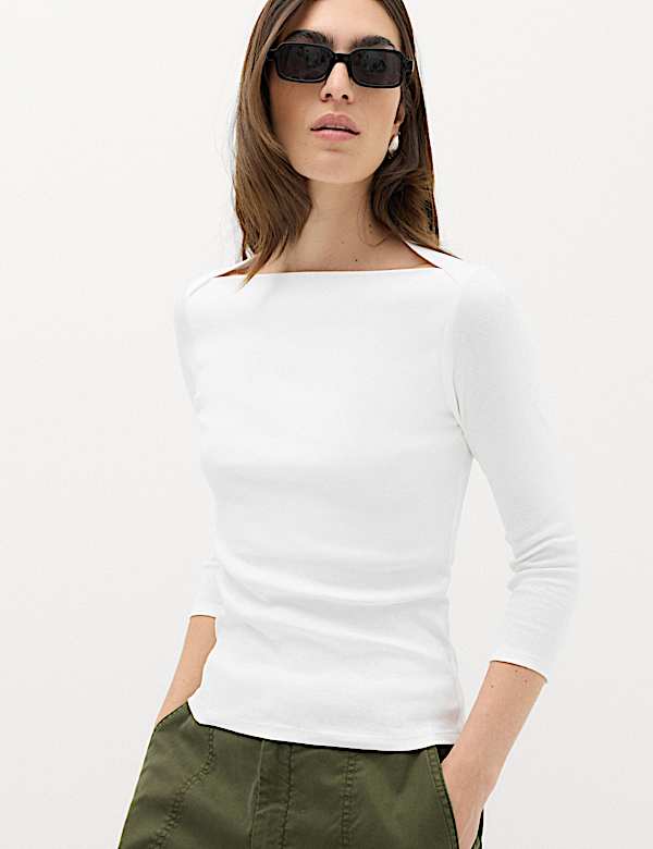 Pure Cotton Slash Neck Top