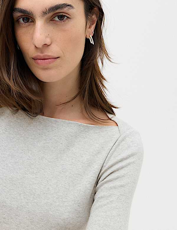 Pure Cotton Slash Neck Top - MX