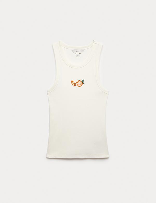 Cotton Rich Embellished Ribbed Vest - BN