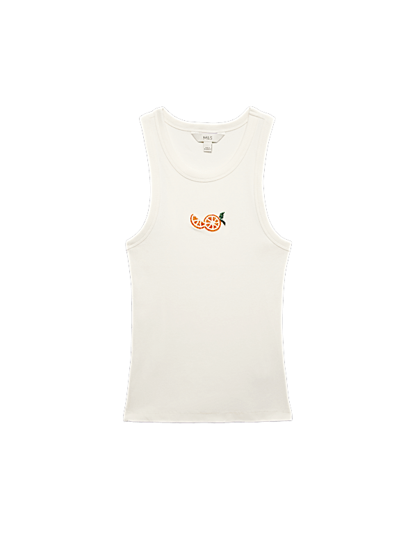Cotton Rich Embellished Ribbed Vest