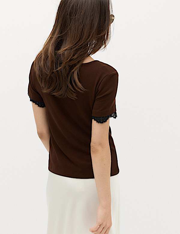 Short Sleeve Lace Trim T-Shirt - MX