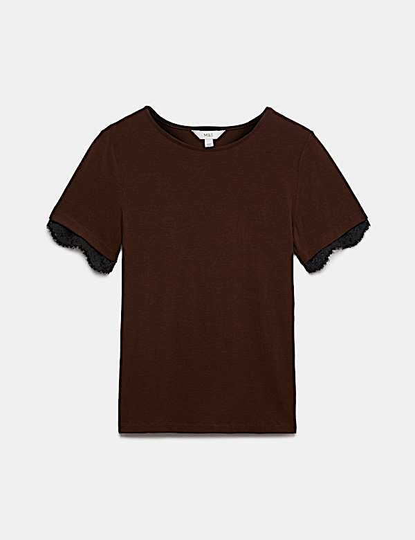 Short Sleeve Lace Trim T-Shirt - MX