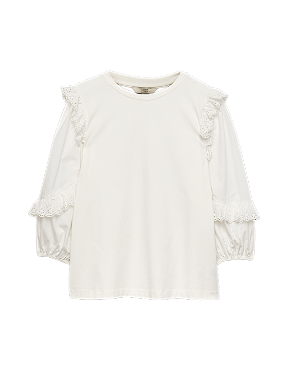 Cotton Rich Ruffle Sleeve Top