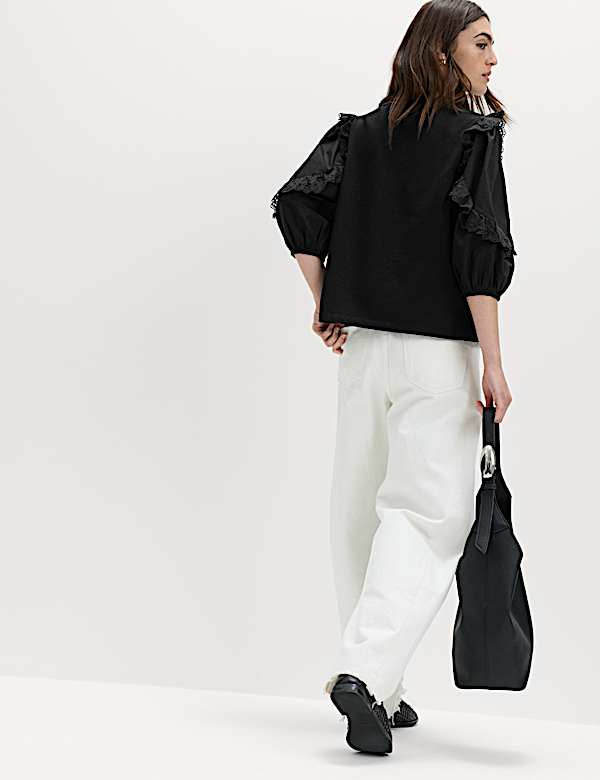 Cotton Rich Ruffle Sleeve Top - MV
