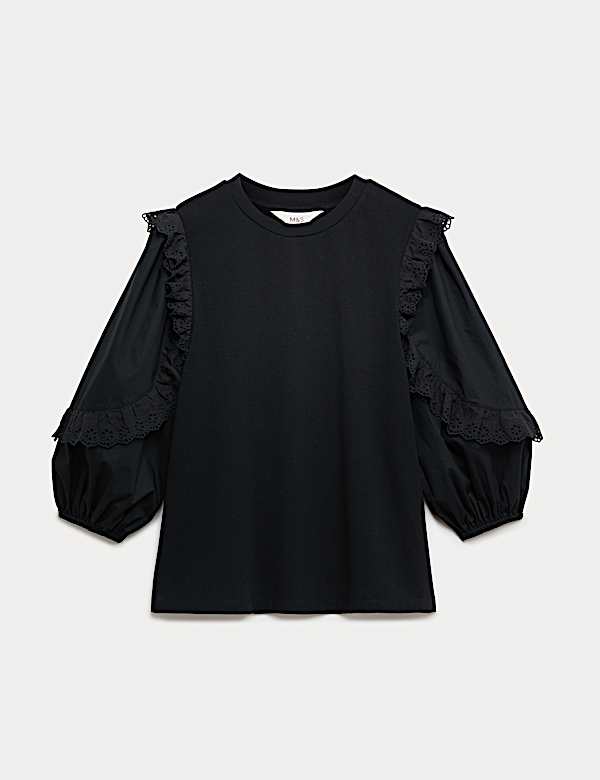 Cotton Rich Ruffle Sleeve Top - MV