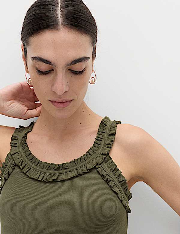 Cotton Rich Frill Strap Vest - DK