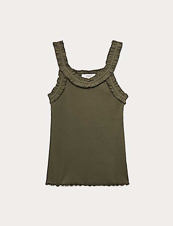 Cotton Rich Frill Strap Vest - DK