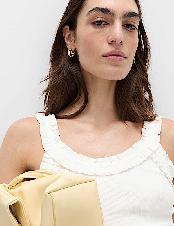 Cotton Rich Frill Strap Vest - GR
