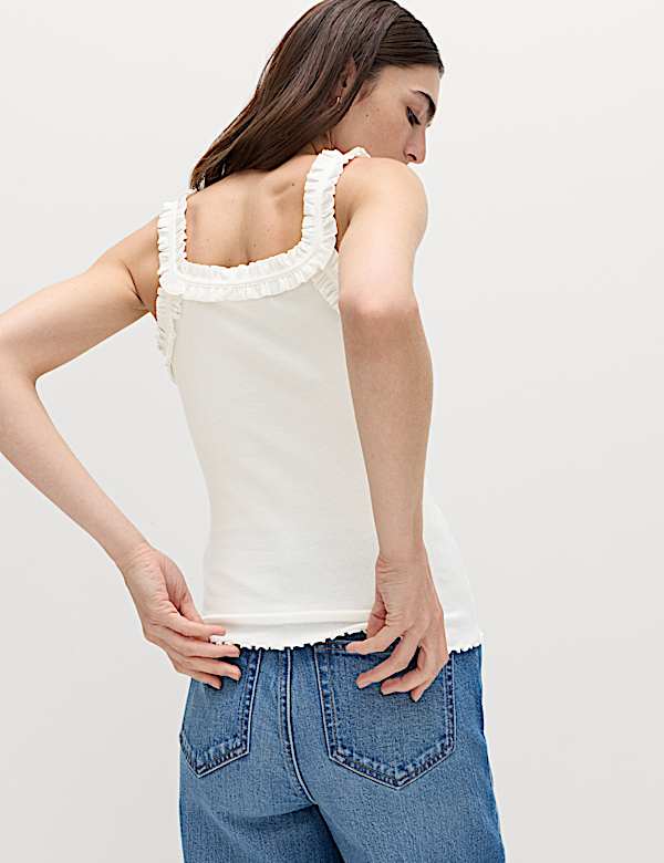 Cotton Rich Frill Strap Vest - GR