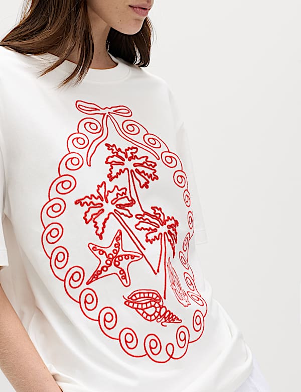 Oversized T-shirt van zuiver katoen met graphic - NL