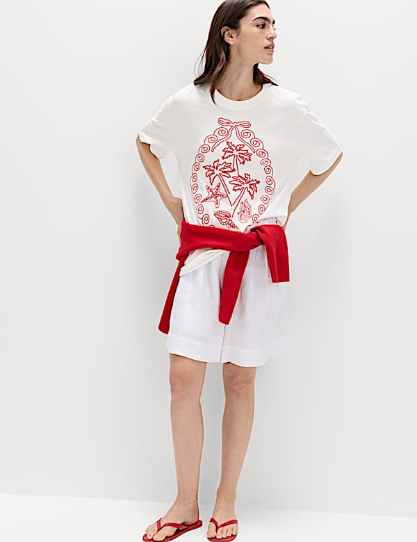 Oversized T-shirt van zuiver katoen met graphic - NL