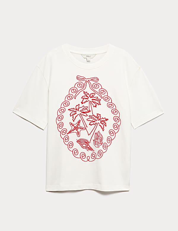 Oversized T-shirt van zuiver katoen met graphic - NL