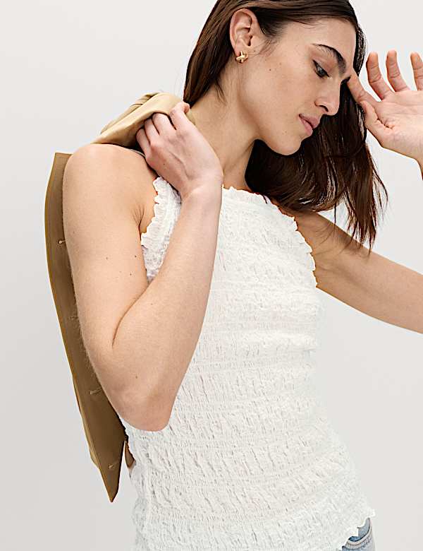 Cotton Rich Textured Square Neck Cami Top