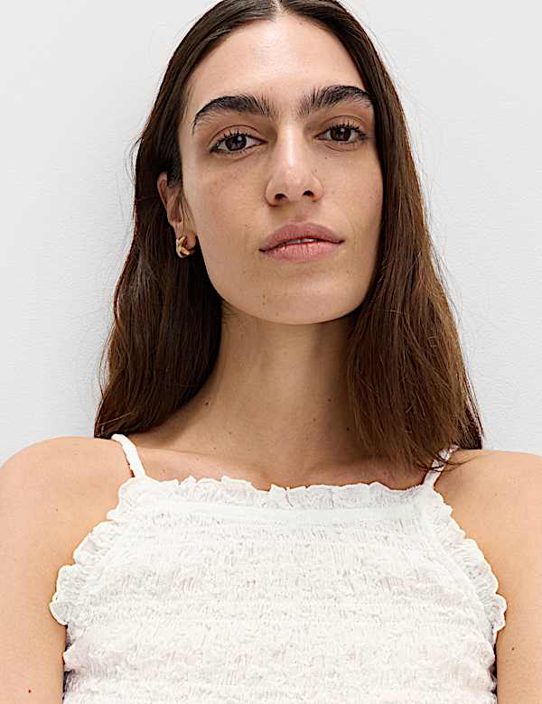 Cotton Rich Textured Square Neck Cami Top