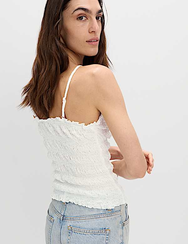 Cotton Rich Textured Square Neck Cami Top