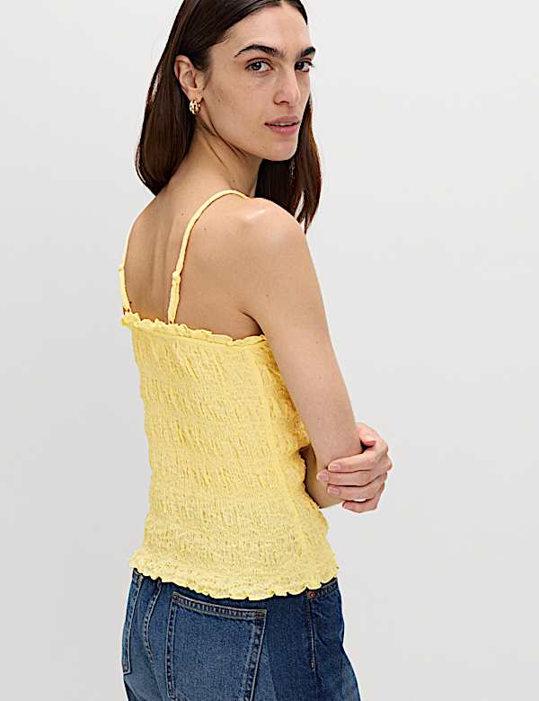 Cotton Rich Textured Square Neck Cami Top
