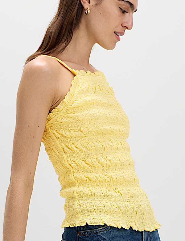 Cotton Rich Textured Square Neck Cami Top