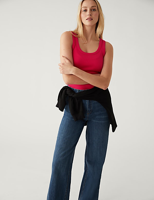 Cotton Rich Ribbed Slim Fit Vest Top