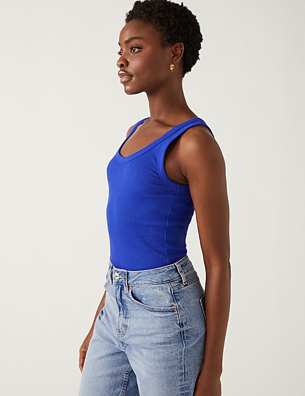 Cotton Rich Ribbed Slim Fit Vest Top
