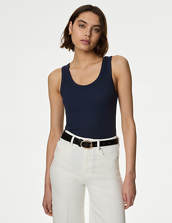 Cotton Rich Ribbed Slim Fit Vest Top
