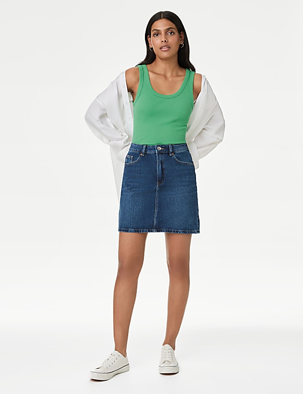 Cotton Rich Ribbed Slim Fit Vest Top
