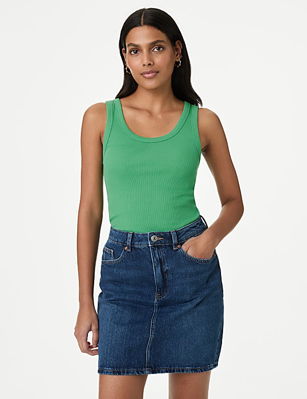 Cotton Rich Ribbed Slim Fit Vest Top