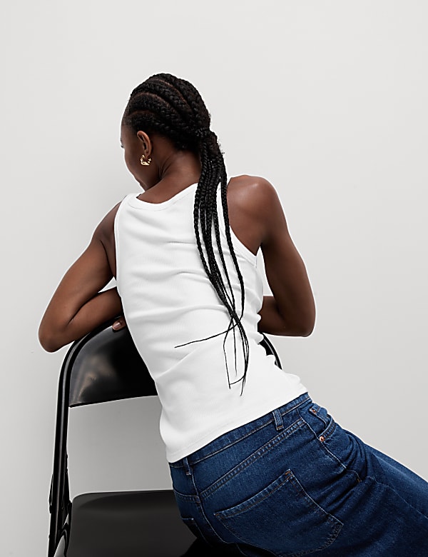 Cotton Rich Ribbed Slim Fit Vest Top