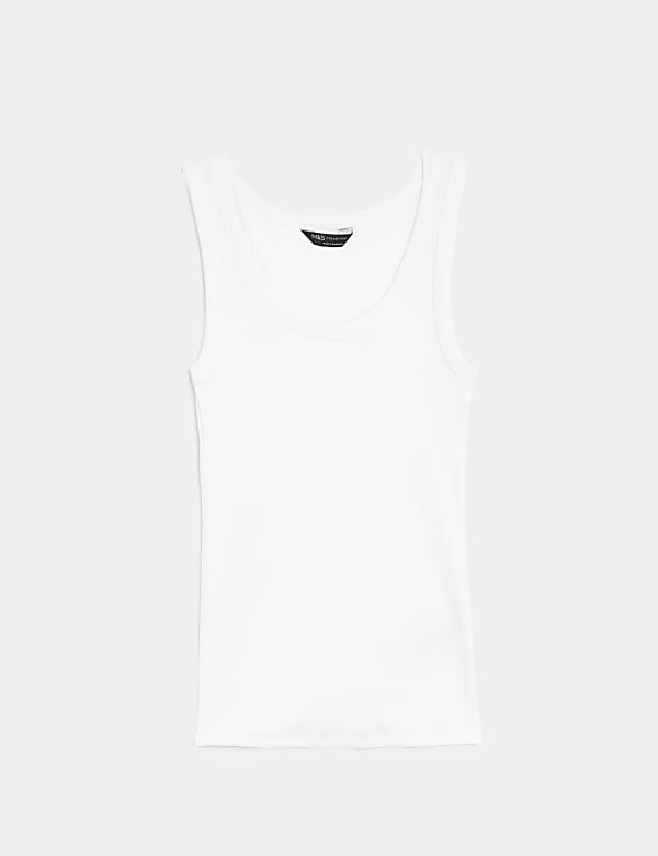 Cotton Rich Ribbed Slim Fit Vest Top SOFT WHITE Vests M S RO