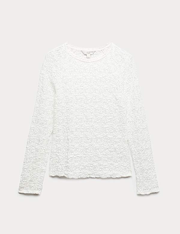 חולצת תחרה מבד עשיר בכותנה בטקסטורה - IL