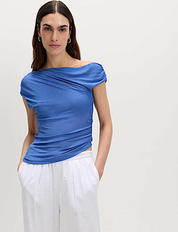 Pure Cotton Asymmetric Drape Top