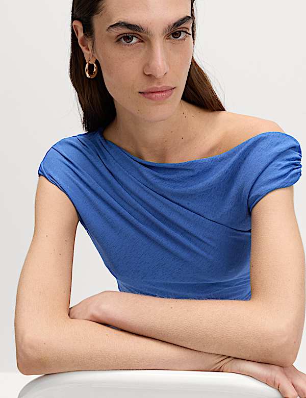 Pure Cotton Asymmetric Drape Top