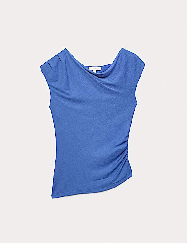 Asymmetric Mesh Drape Top - NL