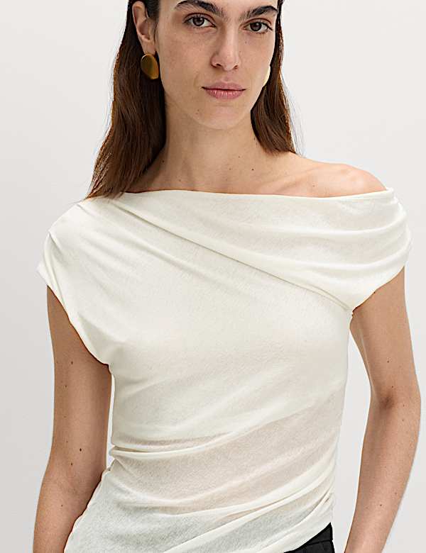 Pure Cotton Asymmetric Drape Top