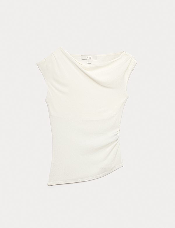 Asymmetric Mesh Drape Top - AT