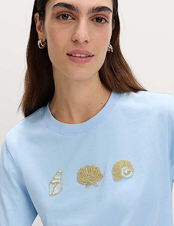 Pure Cotton Embellished T-Shirt