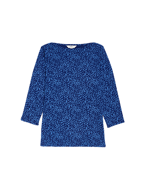 Pure Cotton Printed Slim Fit Slash Neck Top
