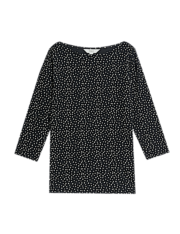 Pure Cotton Printed Slim Fit Slash Neck Top