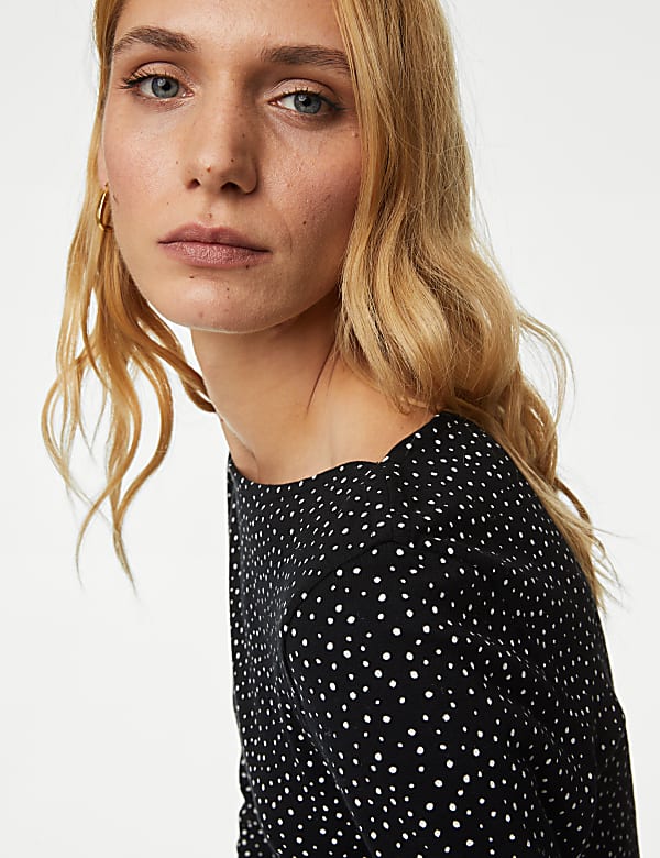 Pure Cotton Printed Slim Fit Slash Neck Top